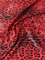 Red Leopard Sequin Fabric for Party Outfits - Whotex Fabrics London