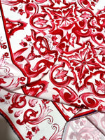 Red Majolica Pattern Fabric, Sicilian print Fabric , Fabric By The Yard - Whotex Online Fabric Store