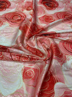 Red Pink Abstract Sequin Fabric by the Metre - Whotex Fabrics London