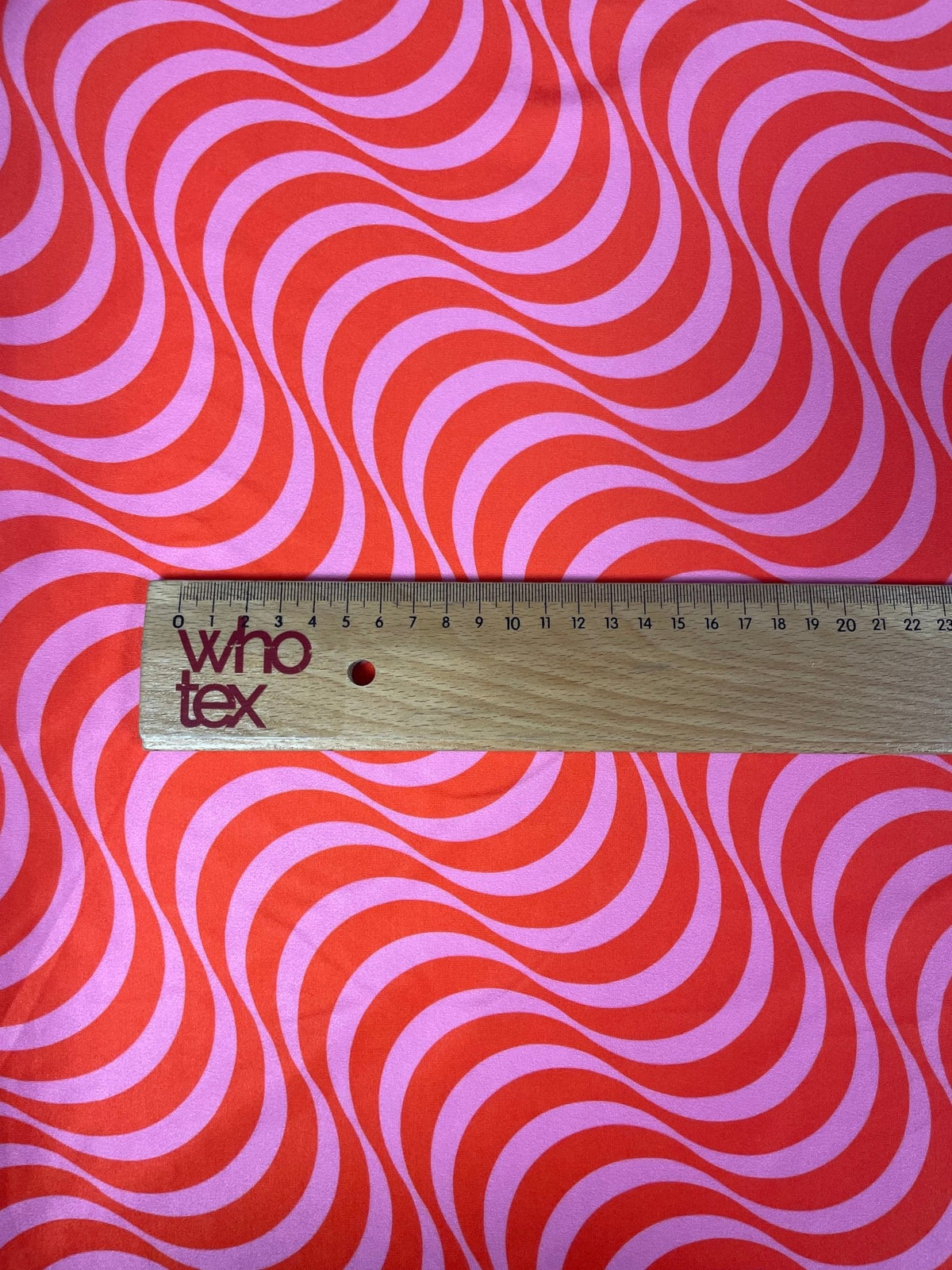 Red Pink Striped Wave Pattern Fabric by Metre - Whotex Fabrics London