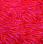Red Pink Zebra Print Crepe Fabric by the Metre - Whotex Fabrics London