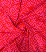 Red Pink Zebra Print Crepe Fabric by the Metre - Whotex Fabrics London