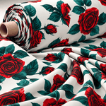 Red Rose Crepe Fabric by the Metre - Whotex Fabrics London