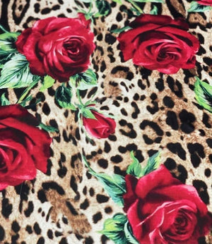 Red Rose Pattern Fabric, Leopard Design Fabric - Whotex Online Fabric Store