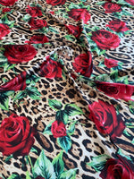 Red Rose Pattern Fabric, Leopard Design Fabric - Whotex Online Fabric Store