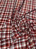 Red & White Check Velvet Fabric by the Metre - Whotex Fabrics London