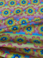 Retro Floral Lurex Fabric by the Metre - Whotex Fabrics London
