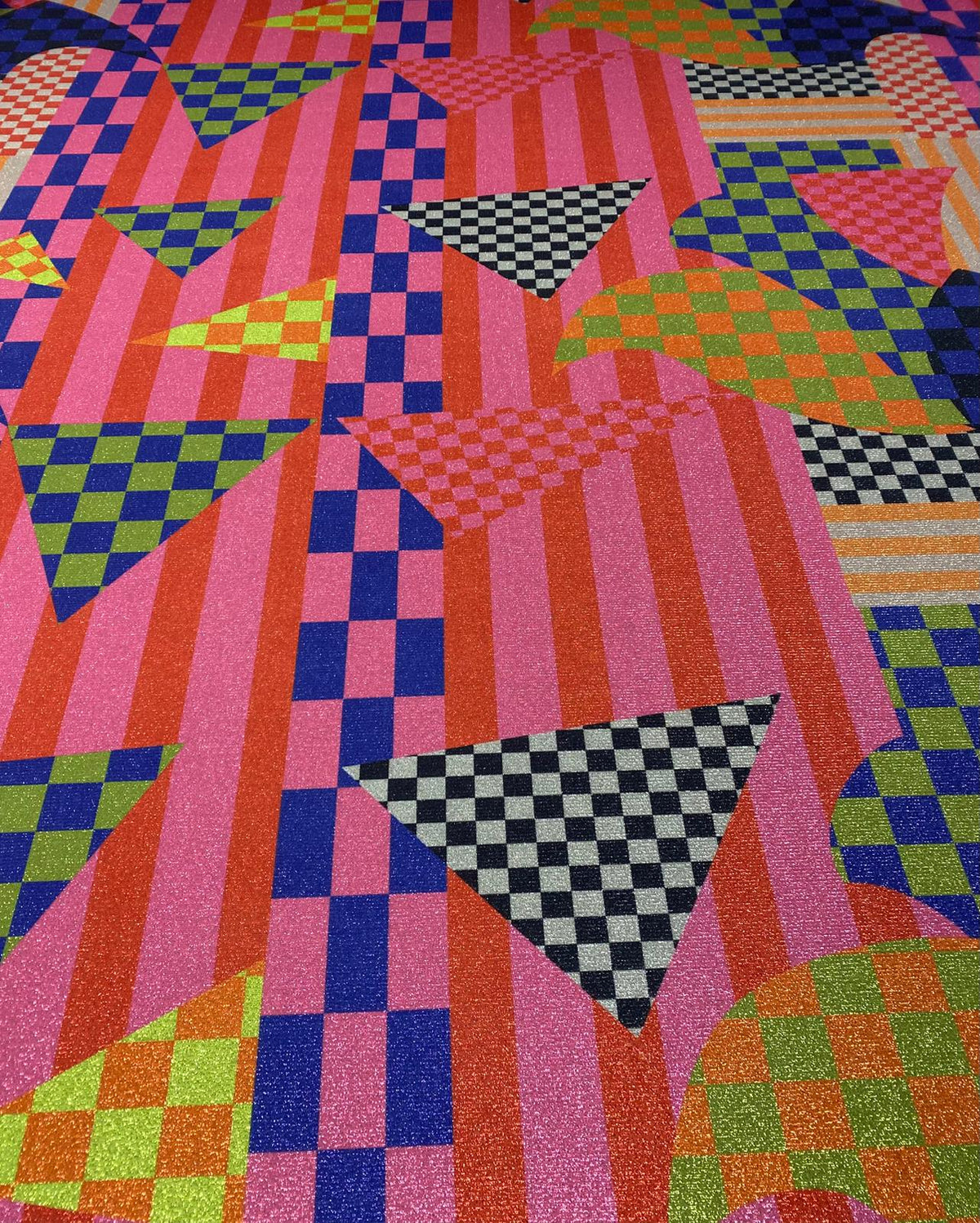 Retro Geometric Lurex Fabric by the Metre - Whotex Fabrics London