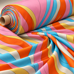 Retro Sunburst Waves Organic Cotton Poplin Fabric by the Metre - Whotex Fabrics London