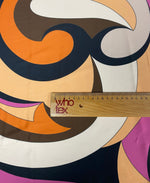 Retro Swirl Fabric – Orange Brown Abstract 70s Print by the Metre - Whotex Fabrics London