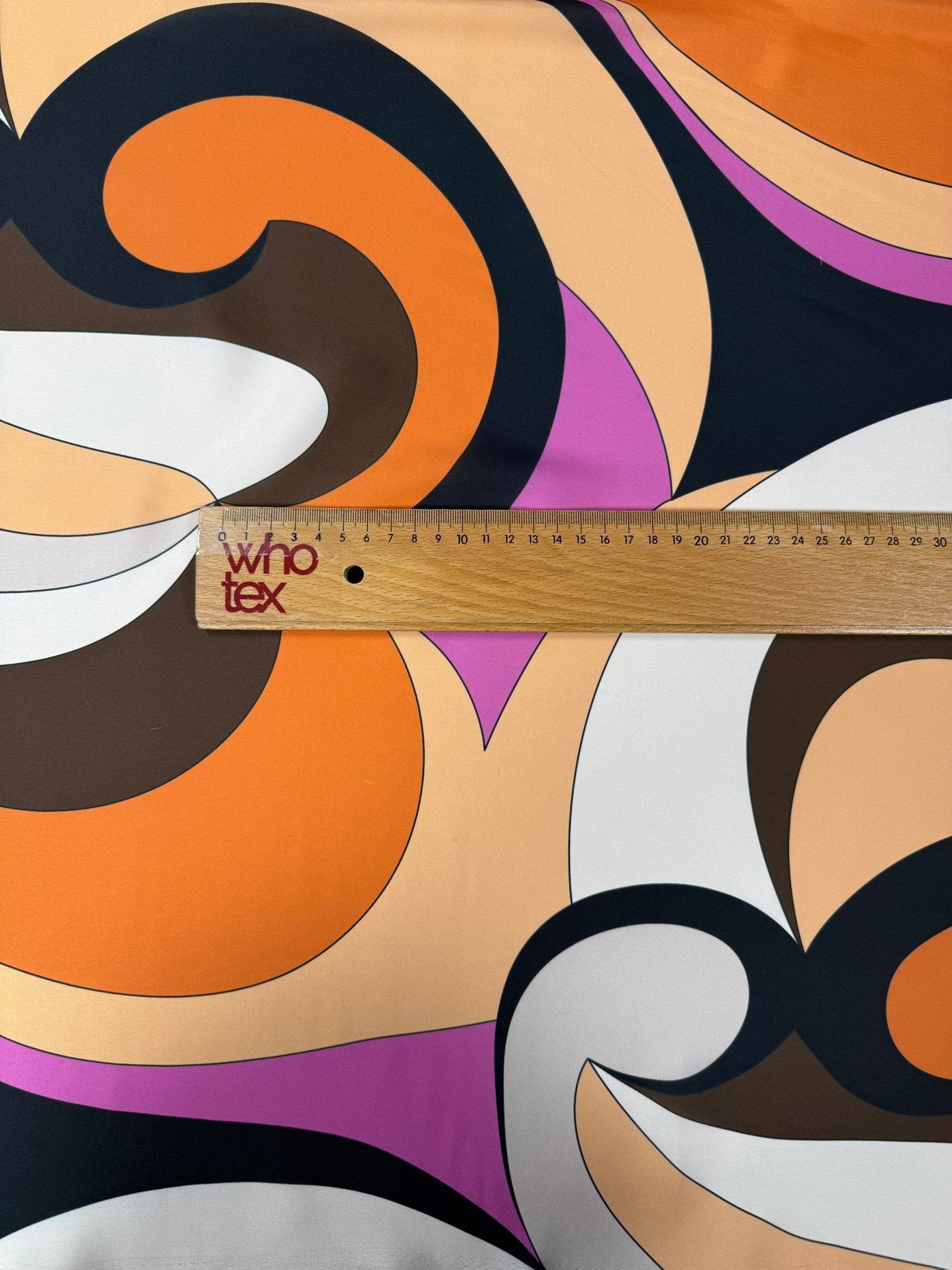 Retro Swirl Satin Fabric by the Metre - Whotex Fabrics London