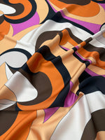 Retro Swirl Satin Fabric by the Metre - Whotex Fabrics London