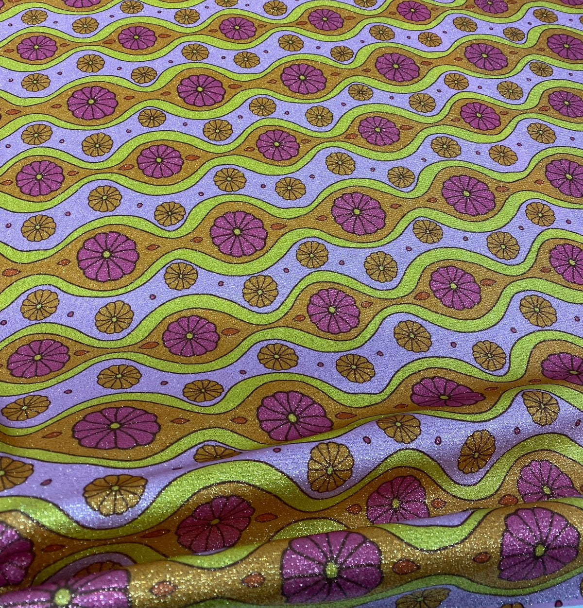 Retro Wave Lurex Fabric by the Metre - Whotex Fabrics London