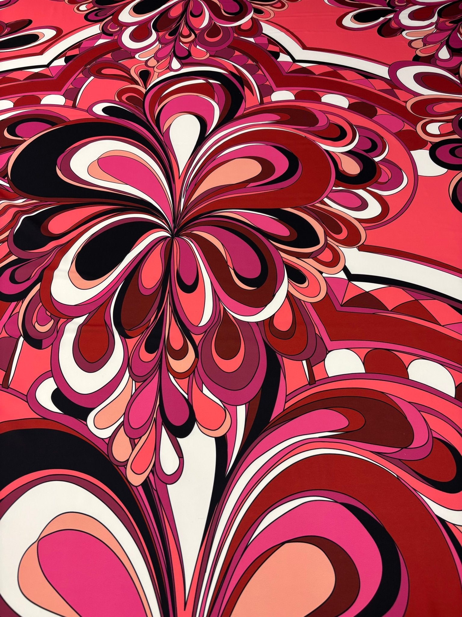 Retro Wave Print Crepe Fabric by the Metre - Whotex Fabrics London