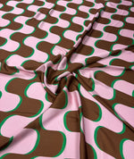 Retro Wave Print Satin Fabric by the Metre - Whotex Fabrics London