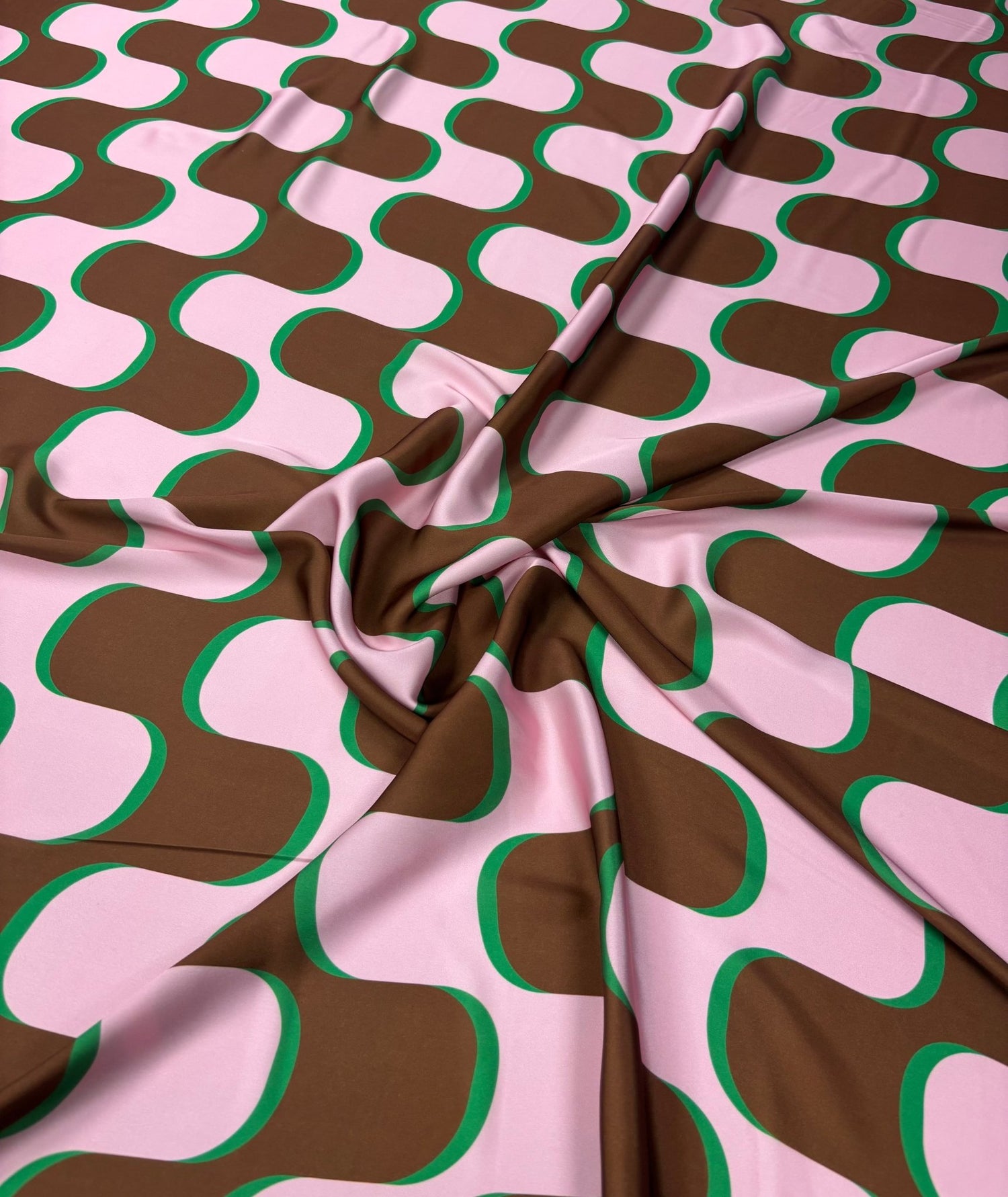 Retro Wave Print Satin Fabric by the Metre - Whotex Fabrics London