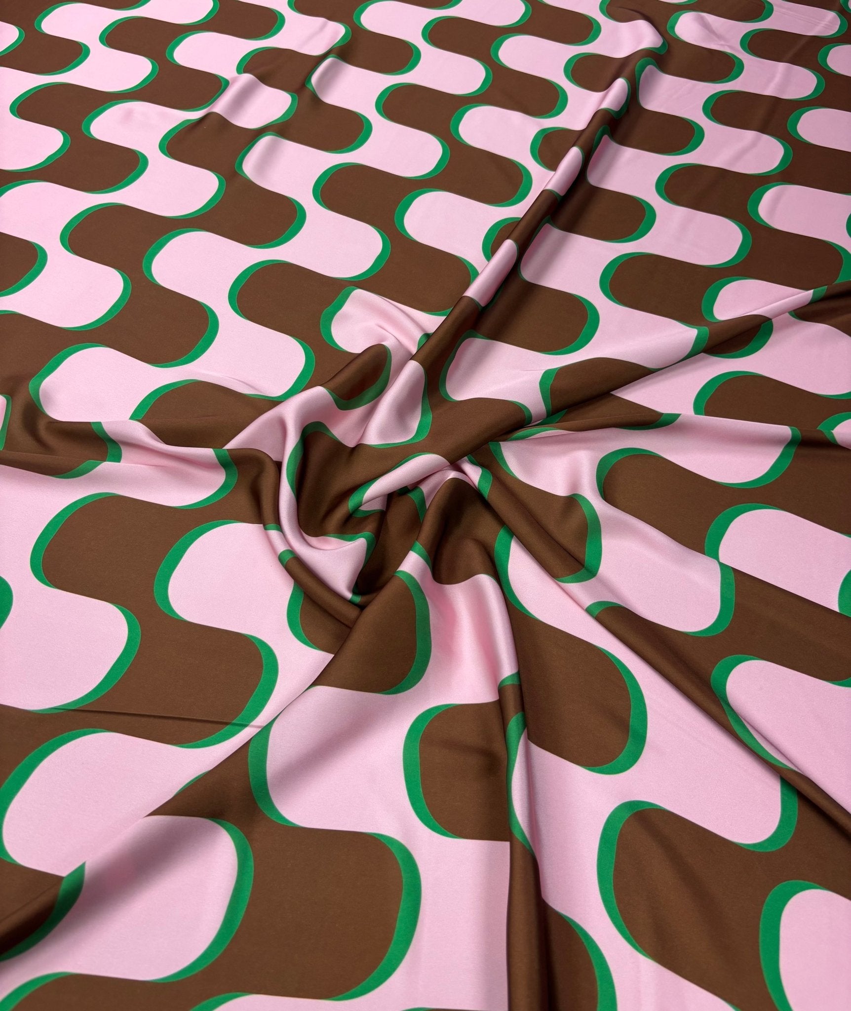 Retro Wave Print Satin Fabric by the Metre - Whotex Fabrics London