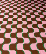 Retro Wave Print Satin Fabric by the Metre - Whotex Fabrics London