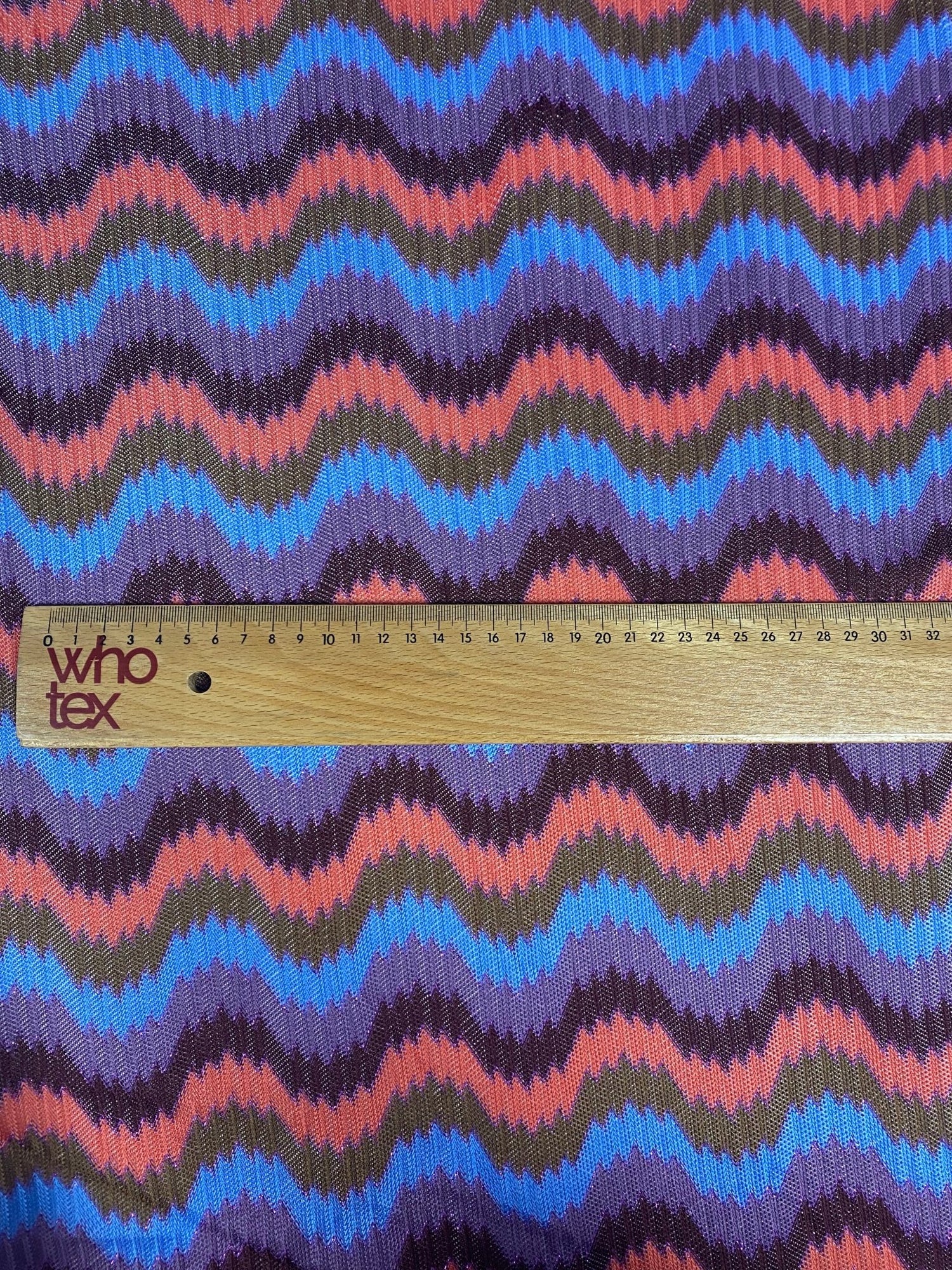 Retro Wavy Mesh Fabric - Multicolor Zigzag Pattern - Whotex Online Fabric Store