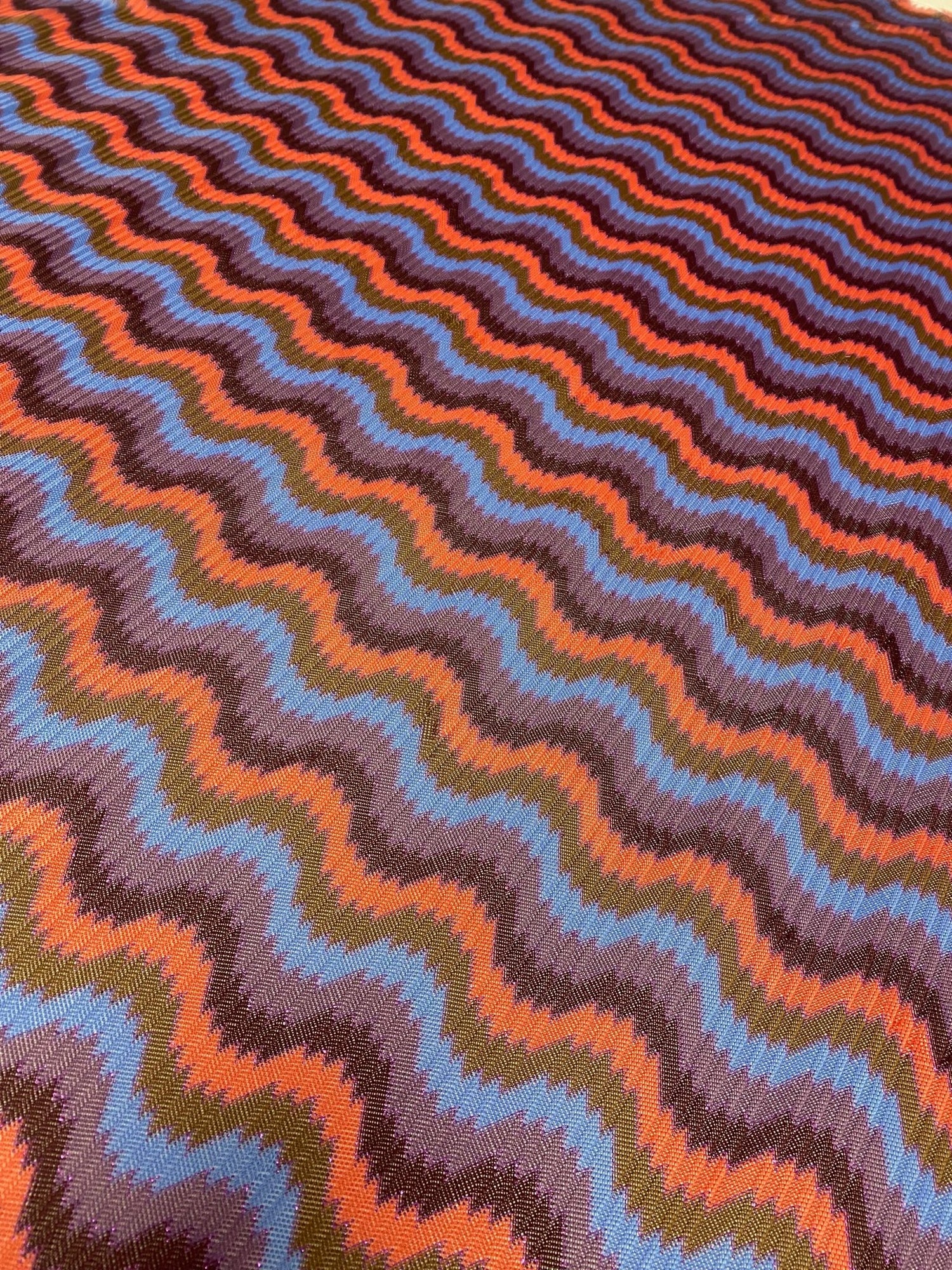 Retro Wavy Mesh Fabric - Multicolor Zigzag Pattern - Whotex Online Fabric Store
