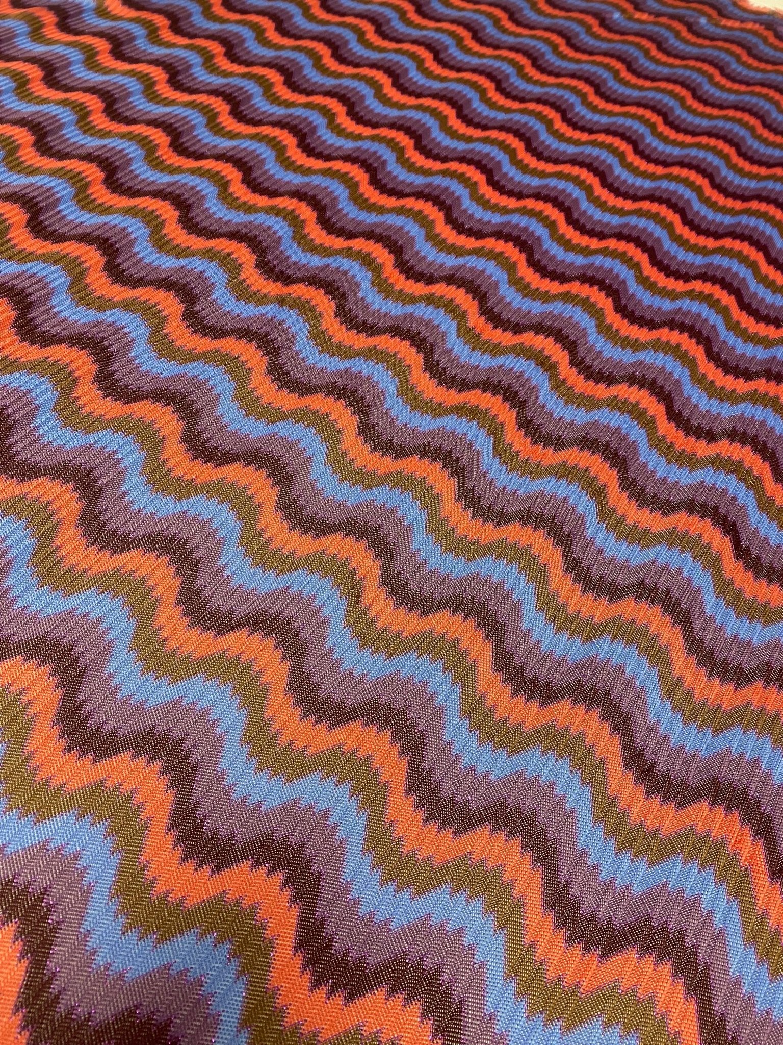 Retro Wavy Mesh Fabric - Multicolor Zigzag Pattern - Whotex Online Fabric Store