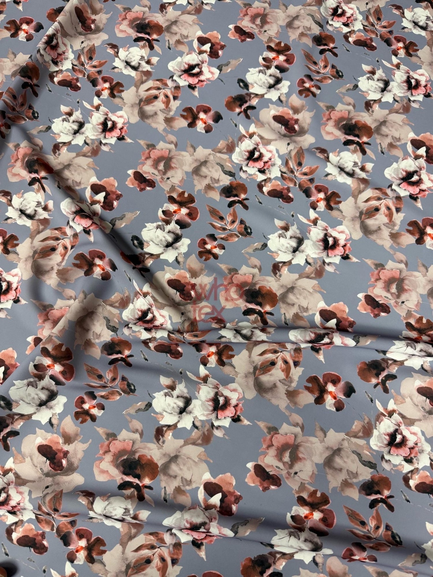Romantic Watercolor Floral Fabric - Soft Gray & Blush Tones Fabric By The Yard - Whotex Online Fabric Store