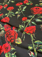 Rose Pattern Fabric, Black Red Floral Fabric - Whotex Online Fabric Store