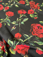 Rose Pattern Fabric, Black Red Floral Fabric - Whotex Online Fabric Store