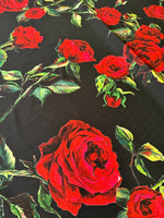 Rose Pattern Fabric, Black Red Floral Fabric - Whotex Online Fabric Store