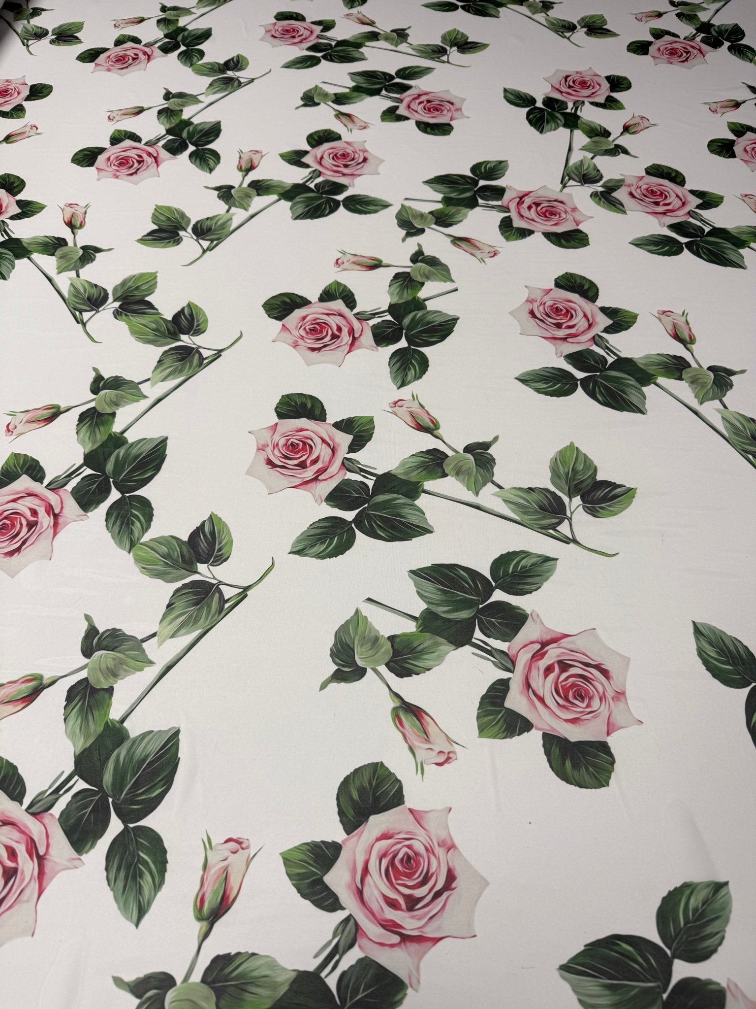 Rose Print Chiffon Fabric by the Metre - Whotex Fabrics London