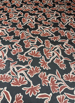 Rust Floral Print Fabric on Black – Soft Drape Material - Whotex Fabrics London