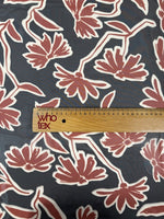 Rust Floral Print Fabric on Black – Soft Drape Material - Whotex Fabrics London