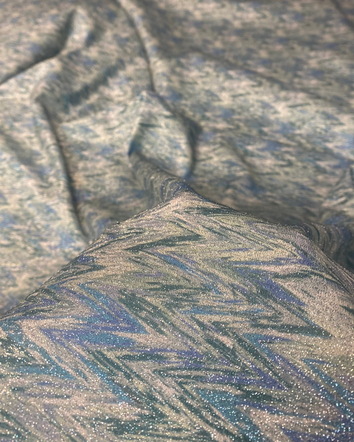 Sage & Blue Chevron Fabric by the Metre - Whotex Fabrics London