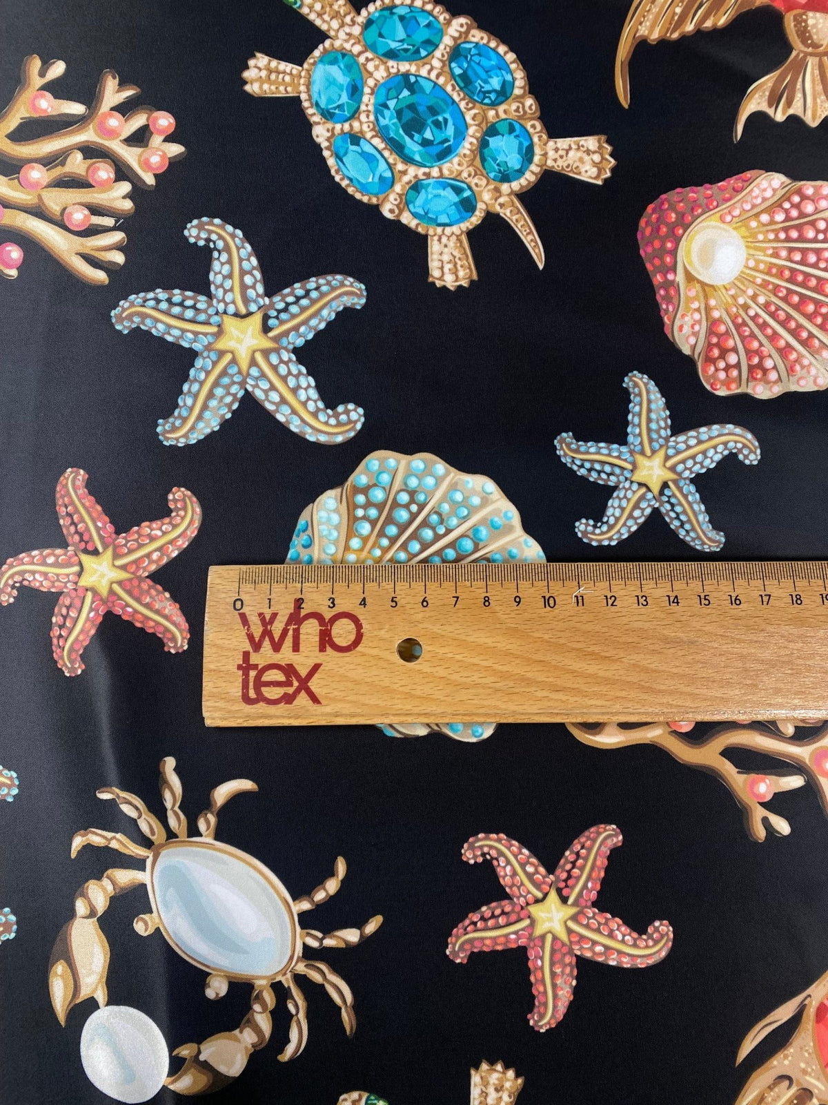 Sea Shell and Starfis Pattern Fabric by the Metre - Whotex Fabrics London
