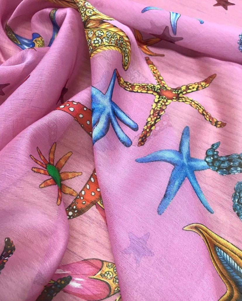 Sea Shell Pattern Chiffon Fabric, Sugar Chiffon Fabric - Whotex Online Fabric Store
