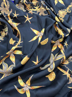 Sea Shell Pattern Fabric, Black Luxury Fabric - Whotex Online Fabric Store