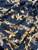 Sea Shell Pattern Fabric, Black Luxury Fabric - Whotex Online Fabric Store