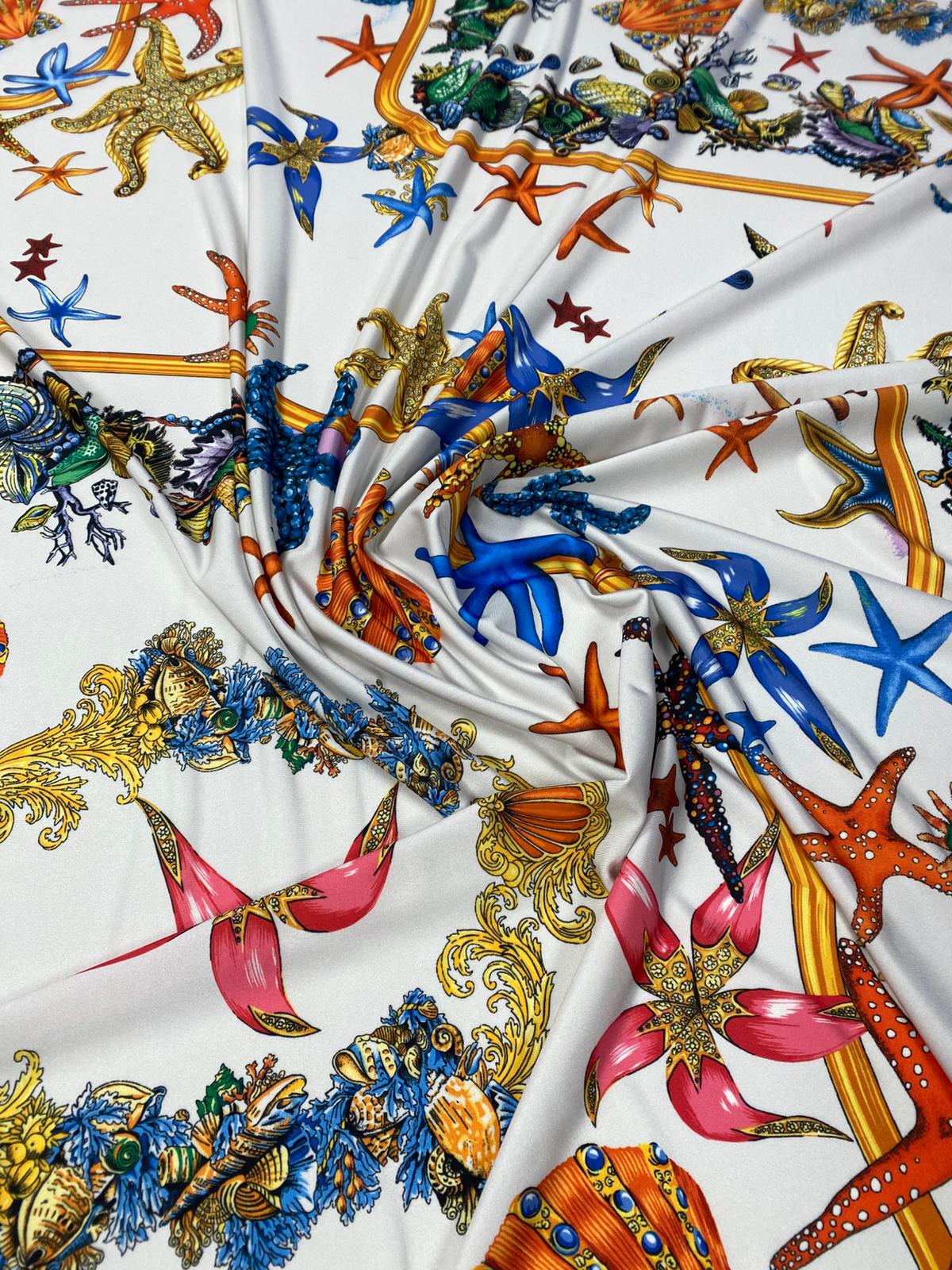 Sea Shell Pattern Fabric by Metre - Whotex Fabrics London
