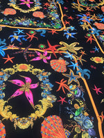 Sea Shell Pattern Fabric Fabric, black Fabric - Whotex Online Fabric Store