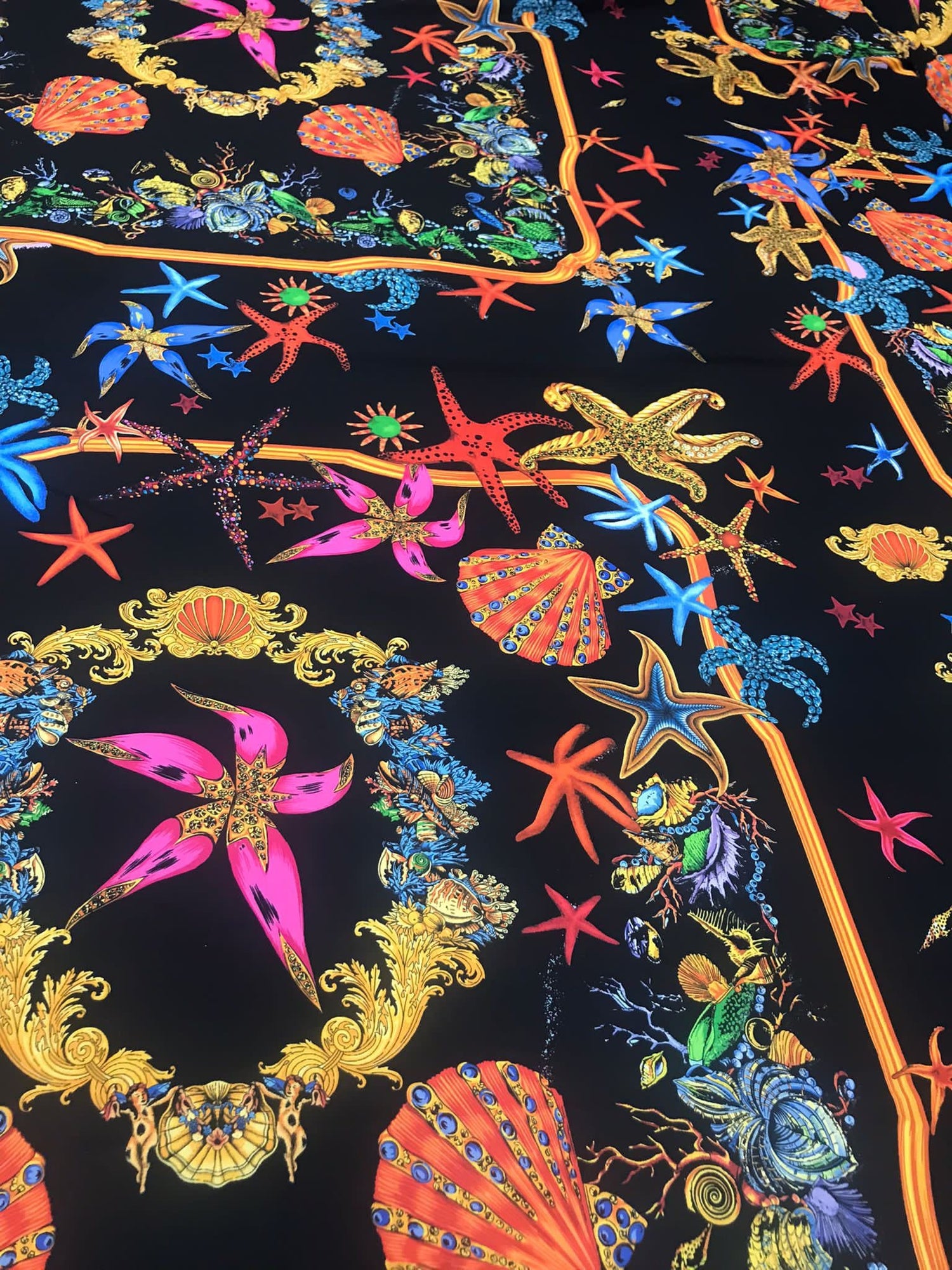 Sea Shell Pattern Fabric Fabric, black Fabric - Whotex Online Fabric Store
