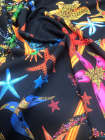 Sea Shell Pattern Fabric Fabric, black Fabric - Whotex Online Fabric Store