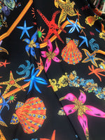Sea Shell Pattern Fabric Fabric, black Fabric - Whotex Online Fabric Store