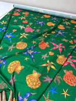 Sea Shell pattern Fabric, Fabric, Green Fabric - Whotex Online Fabric Store