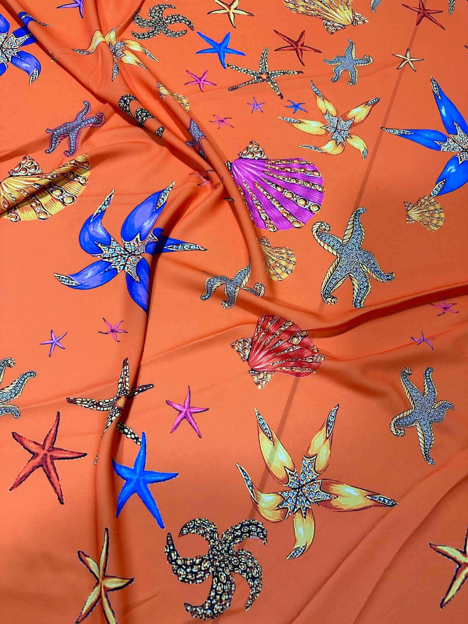 Sea Shell pattern Fabric, Fabric, Orange oyster pattern Fabric, Desing Fabric By The Yard - Whotex Online Fabric Store