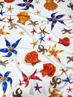 Sea Shell Pattern Fabric, Starfish On White Fabric By The Yard - Whotex Online Fabric Store