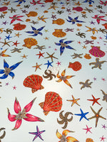 Sea Shell Pattern Fabric, Starfish On White Fabric By The Yard - Whotex Online Fabric Store