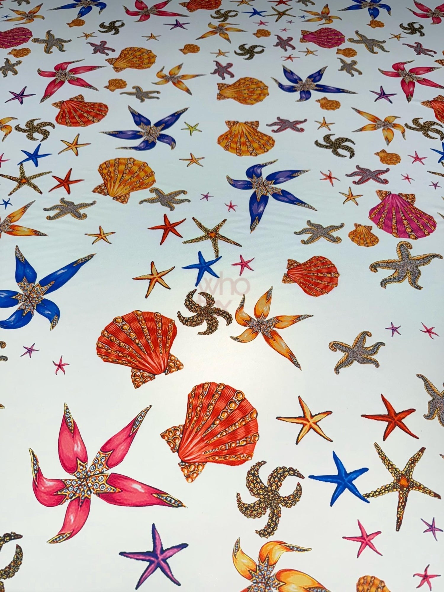 Sea Shell Pattern Fabric, Starfish On White Fabric By The Yard - Whotex Online Fabric Store