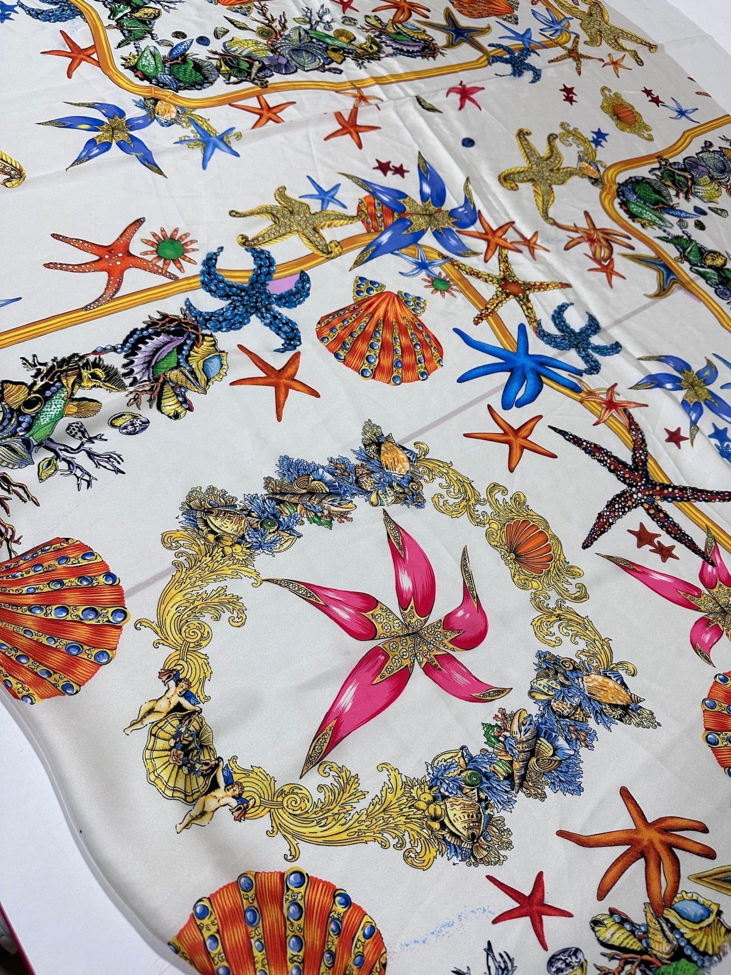 Sea Shell Pattern Fabric, White Base Fabric By The Yard - Whotex Online Fabric Store