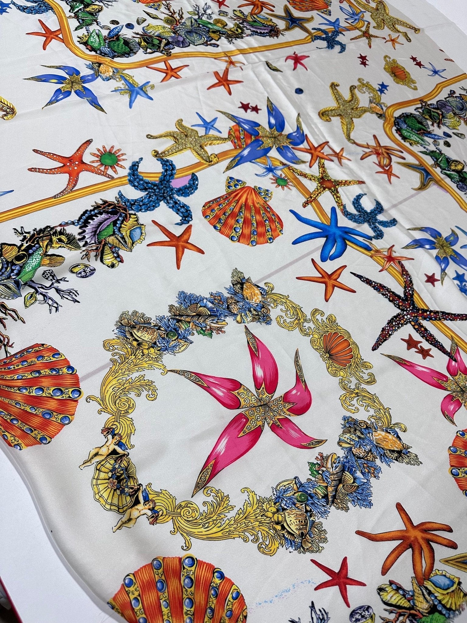 Sea Shell Pattern Fabric, White Base Fabric By The Yard - Whotex Online Fabric Store