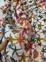 Sea Shell Pattern Sequin Fabric, 2 - Way Stretch Sequin Fabric By The Yard - Whotex Online Fabric Store